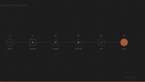 Schema delle fasi di un progetto software su misura dal brief al rilascio