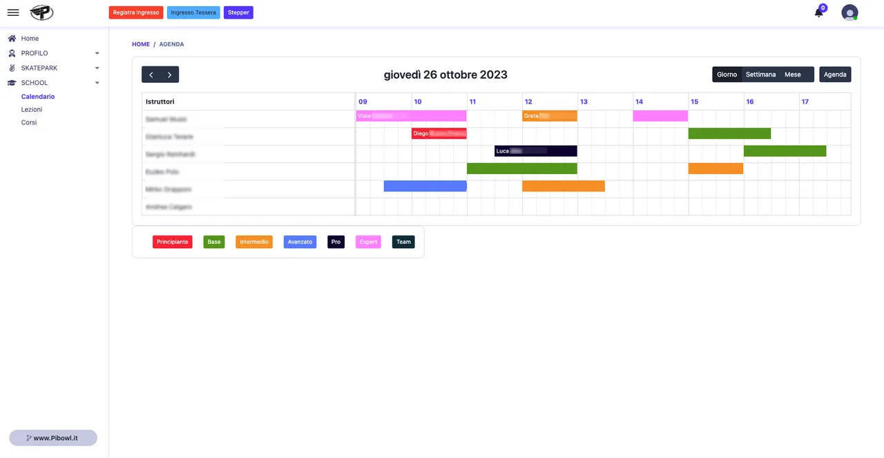 Calendario Lezioni e Prenotazioni