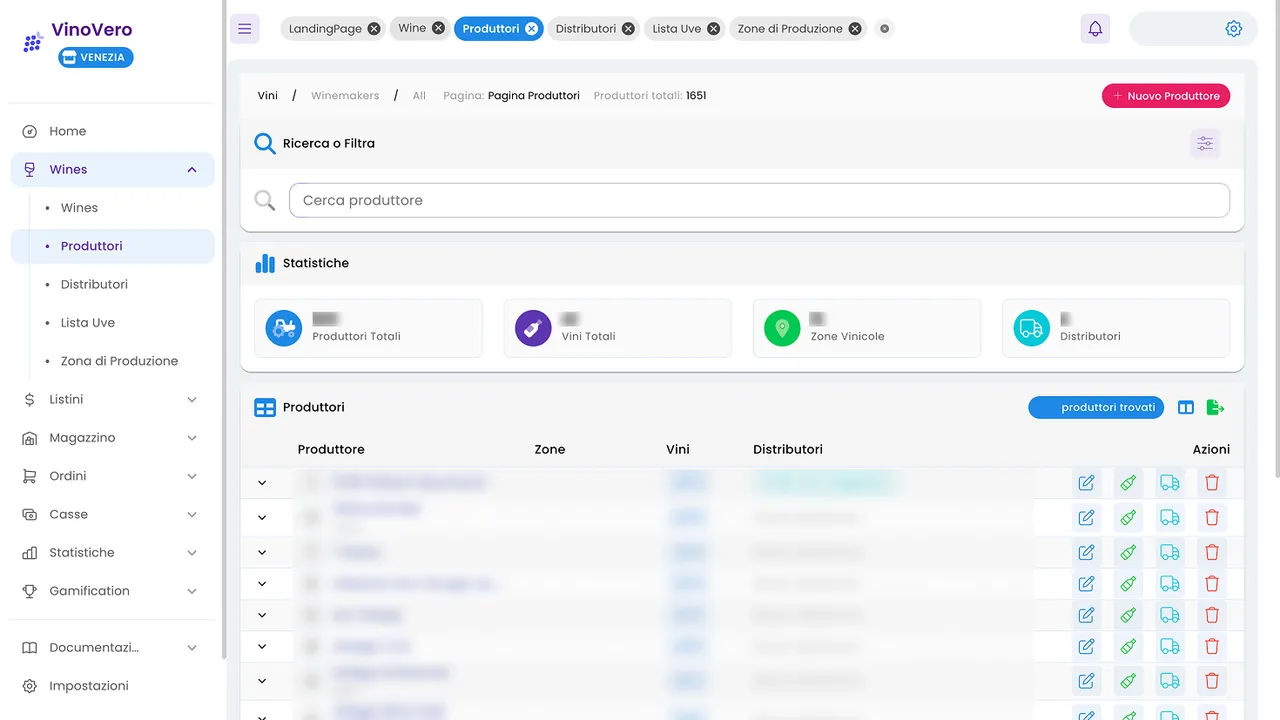 Database produttori e fornitori