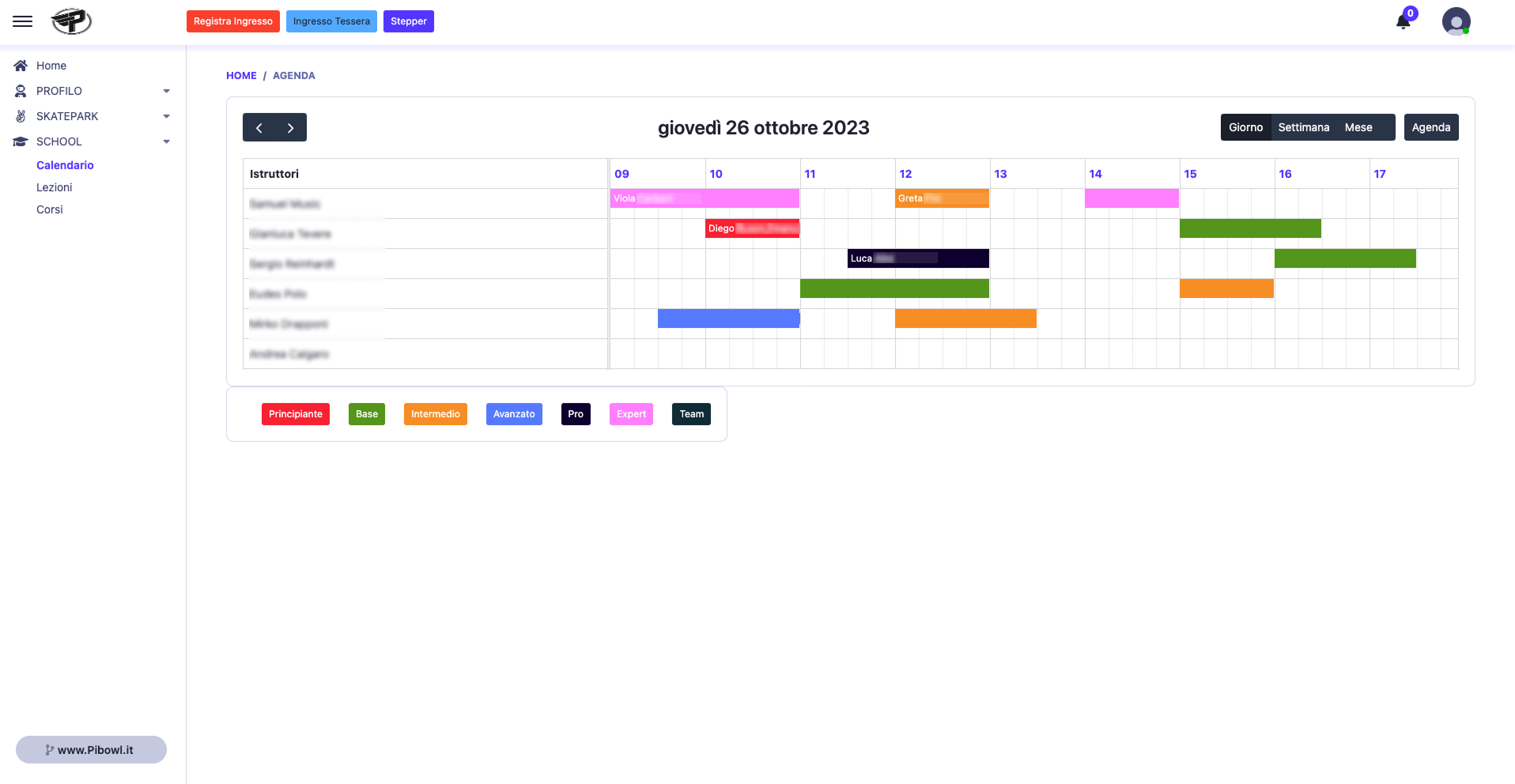 Calendario Lezioni e Prenotazioni