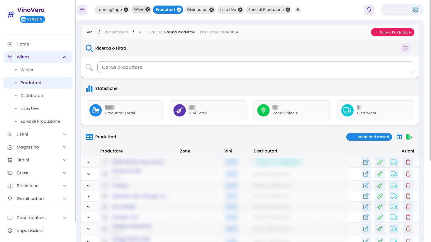 Database produttori e fornitori
